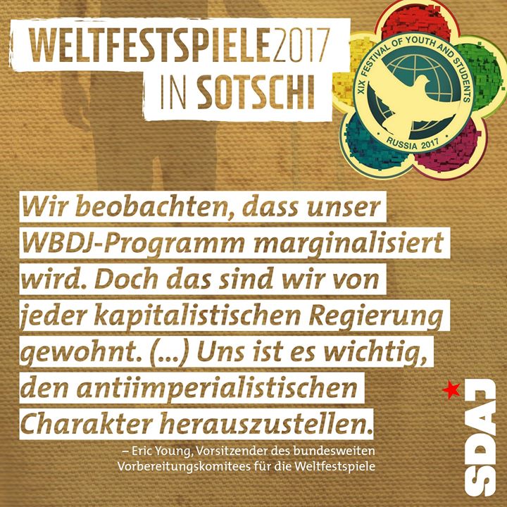 Unsere Delegation ist gerade auf dem Weg nach Sotschi, zu den Weltfestspiele der…